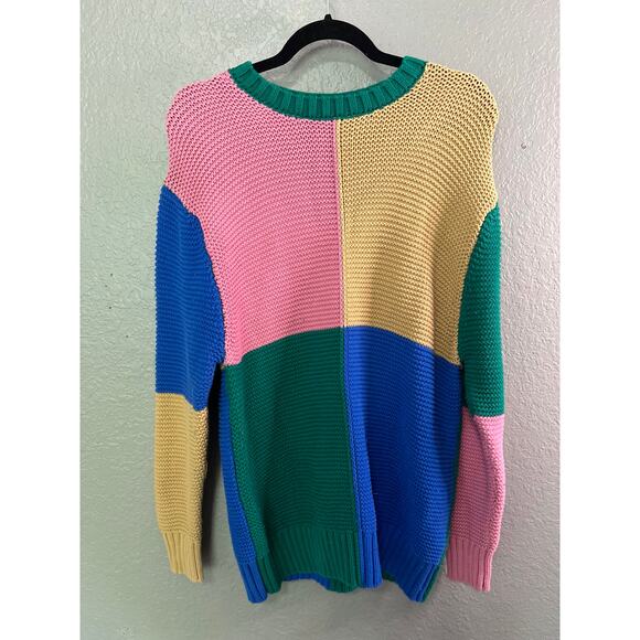 Zara Sweaters - Zara Sweater Womens S-M Colorblock Knit Cotton‎ Long Sleeve Cozy Winter Pullover